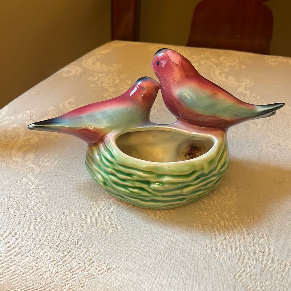 Cameron Clay Products USA vintage love bird planter, 1950s, EUC